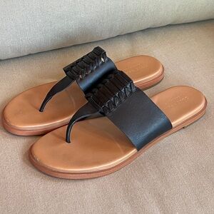 Cole Haan Grand Black Leather Slide Thong Sandals 7.5